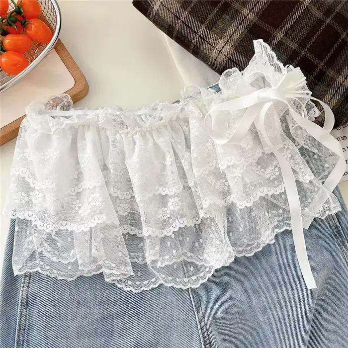 Mini jupes en dentelle pour femmes, élégantes, douces, Lolita, courtes, taille haute, Y2k, Streetwea