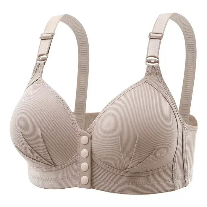 Soutien-gorge à boutons sur le devant sans armatures, sous-vêtement respirant, confortable, sans tra