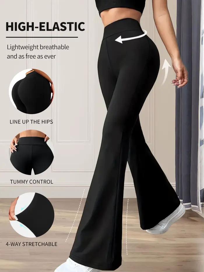 Pantalon évasé moulant taille haute pour femmes, pantalon noir long à jambes fines, pantalon fin à j