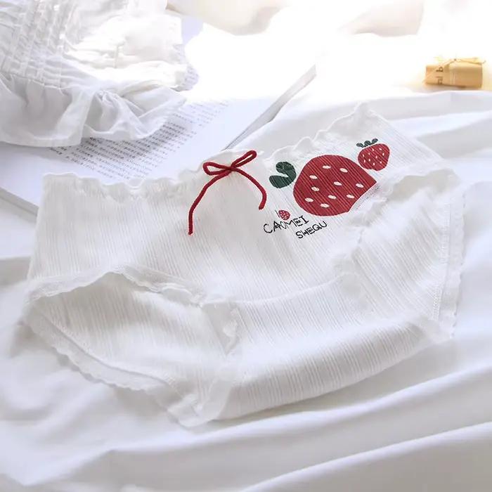 Culotte en coton à lacets pour femmes, sous-vêtements sexy, lingerie douce, culotte imprimée Harvey 