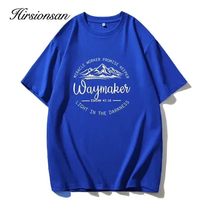 Hirsionsan-T-shirt col rond femme, 100% coton, imprimé montagne, vintage, décontracté, chic, été, 20