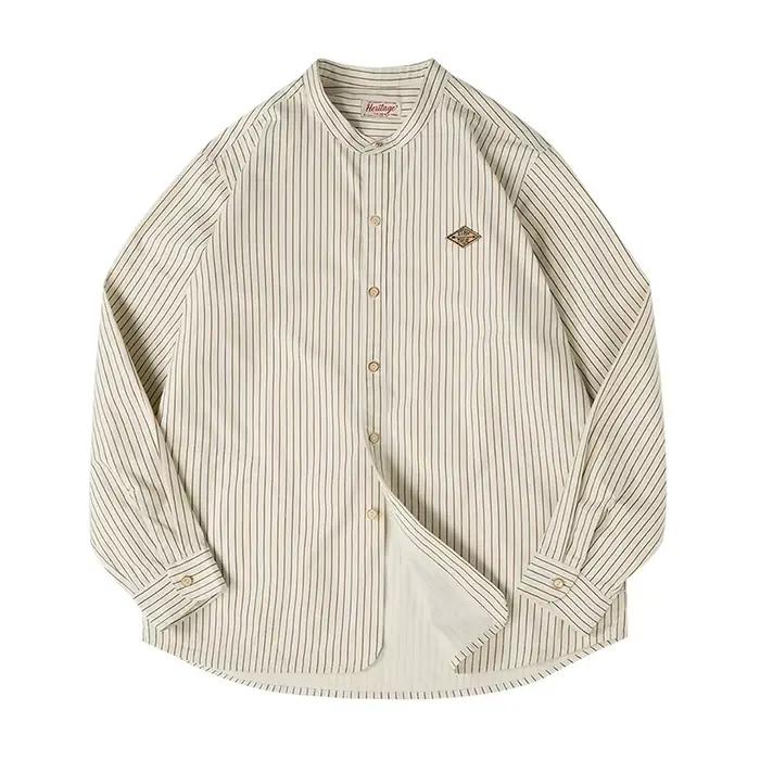 Maden Chemise femme rayée vintage coupe ample chemisier manches longues surchemise légère pour super
