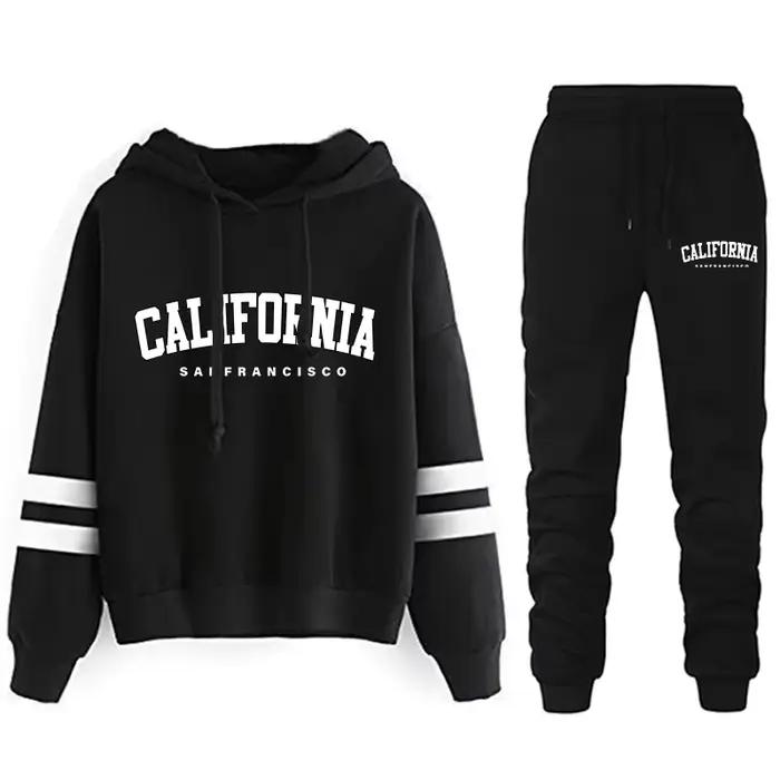 California Womens Survêtement Casual Stripe Polyvalent Sweat à capuche ou pantalon ou costume Simpli