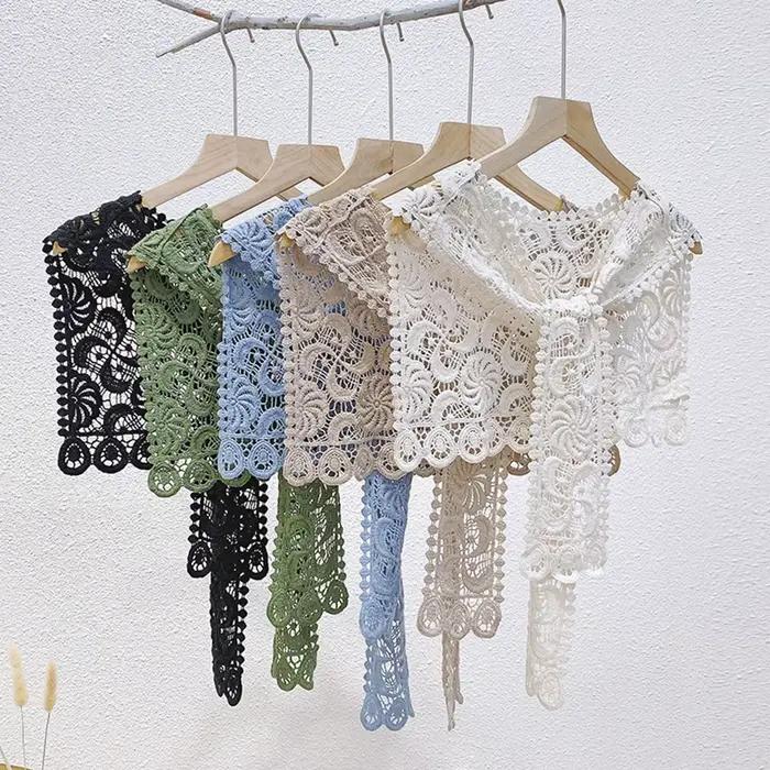 Faux col en dentelle tricoté au Crochet pour femmes, petit châle décoratif, faux col, accessoires de