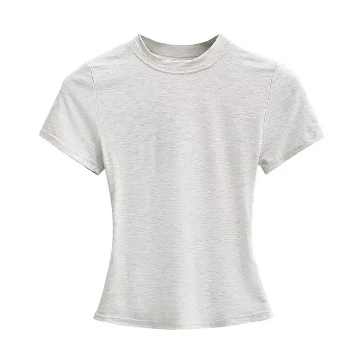 T-shirt Manches Courtes pour Femme, Décontracté, Sexy, Slim, Tendance, Solide, de Haute Qualité, Y2K