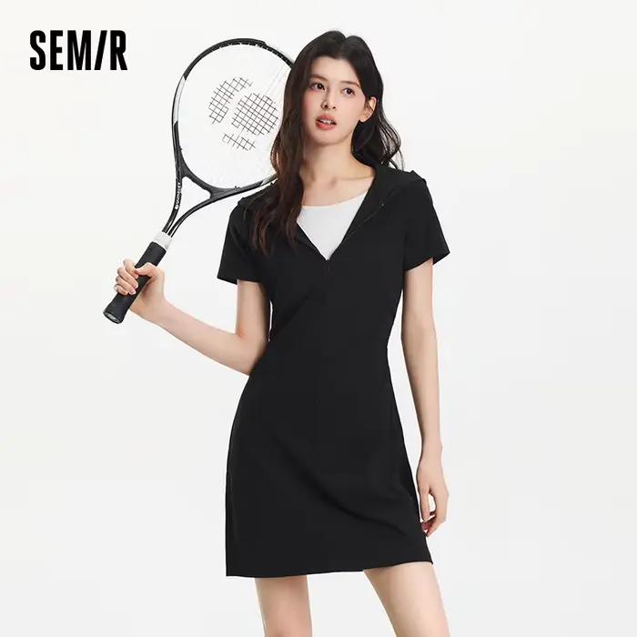 Robe Femme Semir à Capuche 2026 Effet Deux Pièces Coupe Ajustée Taille Plissée Style Urbain Décontra