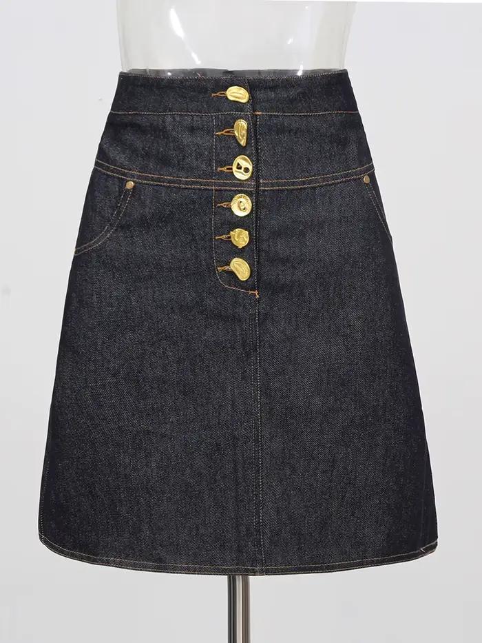 TWOTWINSTYLE – ensemble deux pièces à boutons épissés pour femmes, haut à manches longues, taille ha