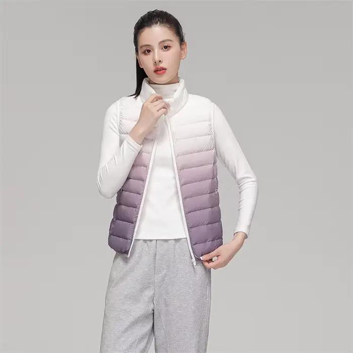 Gilet d'extérieur dégradé pour femmes, 90% duvet de canard blanc, Ultra léger, sans manches, chaud