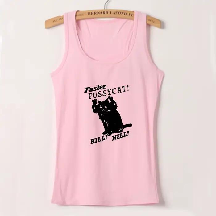 Y-Women FibrCasual Cat Pattern Print Tanks, Style Y2k Aesthetic Sweet Sexy, Précieux, Harajuku Basic