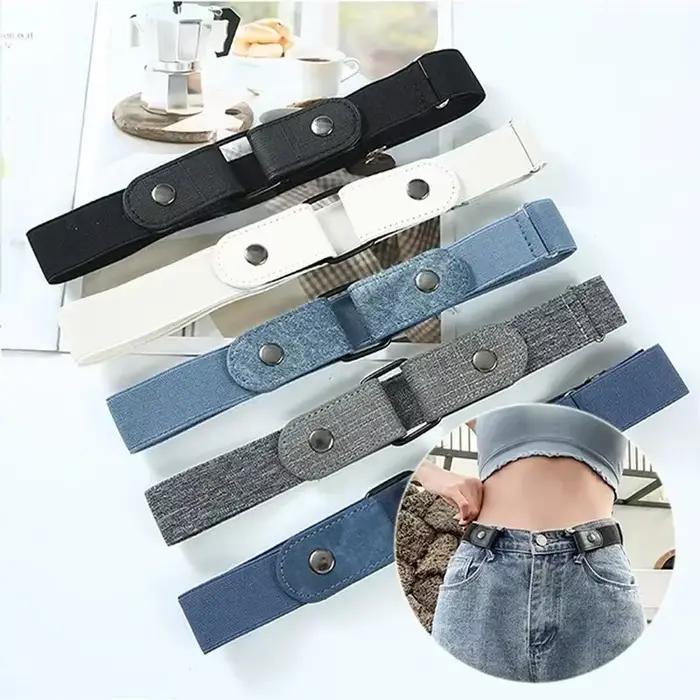 Bande de taille élastique réglable en toile, ceinture Invisible sans boucle pour femmes et hommes, p