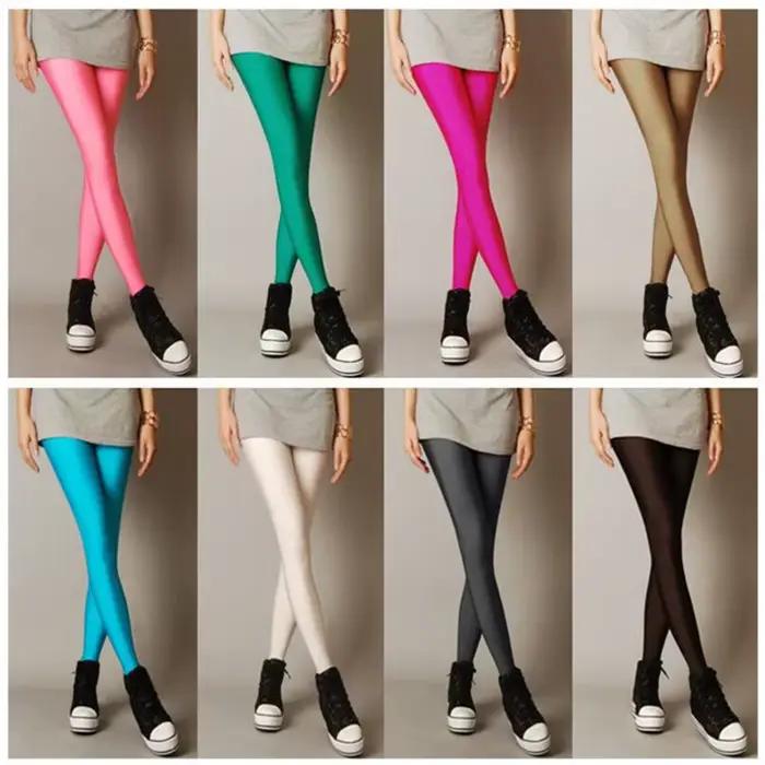 Nouveau printemps solide bonbons néon Leggings pour femmes haute étiré femme Legging pantalon fille 