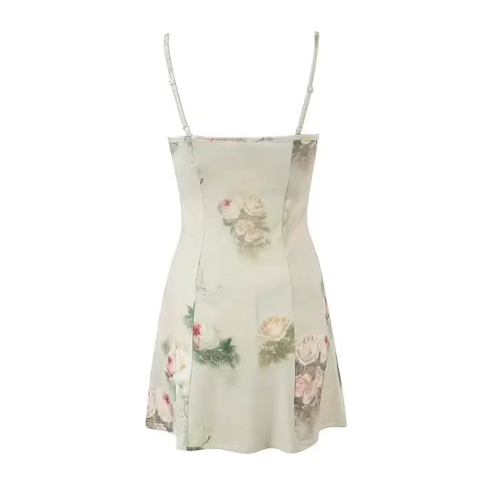YENKYE-Mini Robe Vintage en Tricot à Imprimé Floral pour Femme, Sexy, Commande Haute, Été 2023