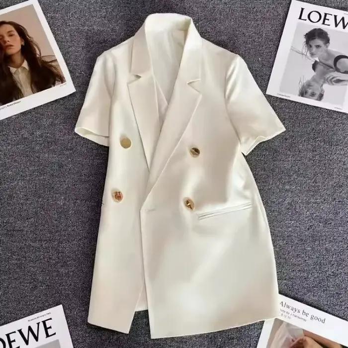 Veste d'été doublée dos nu pour femme, manteau blanc imbibé, manches courtes, mode coréenne, haute q