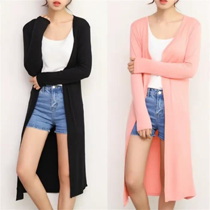 Été automne 12 couleurs femmes Modal Long Cardigan femme coton pull Cardigans à manches longues femm