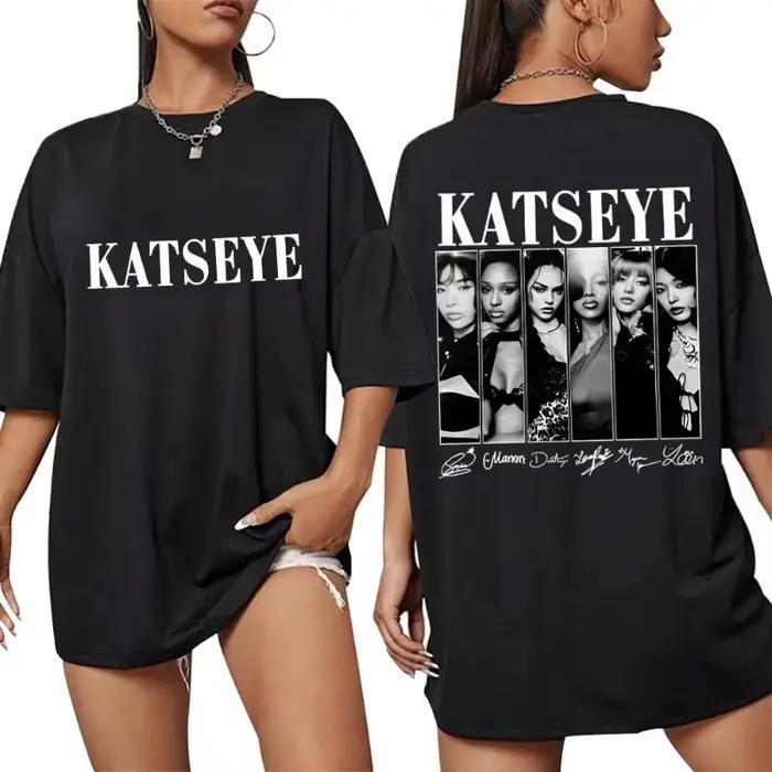 Vintage Style coréen Katseye graphique t-shirts Kpop mode hommes femmes populaire T-shirt 100% coton