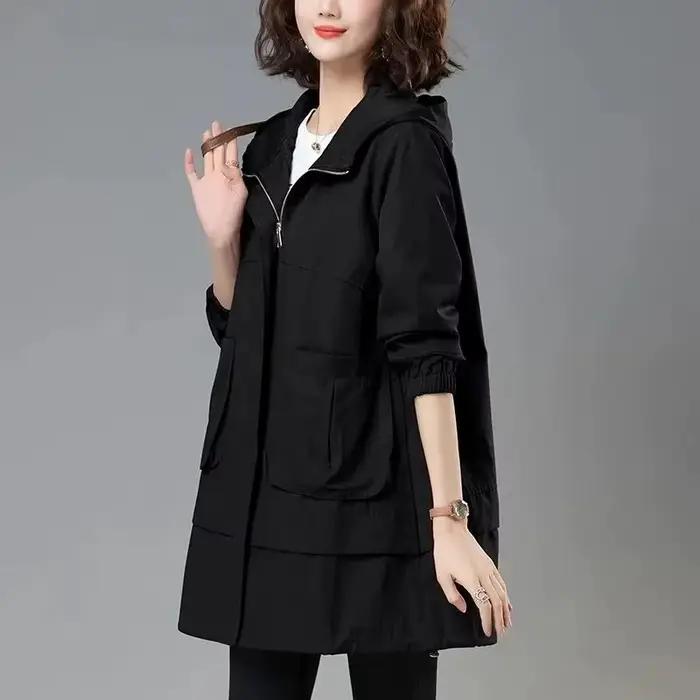 Manteau à capuche semi-long pour femme, coupe-vent féminin, manteau à manches longues, nouveau, été,