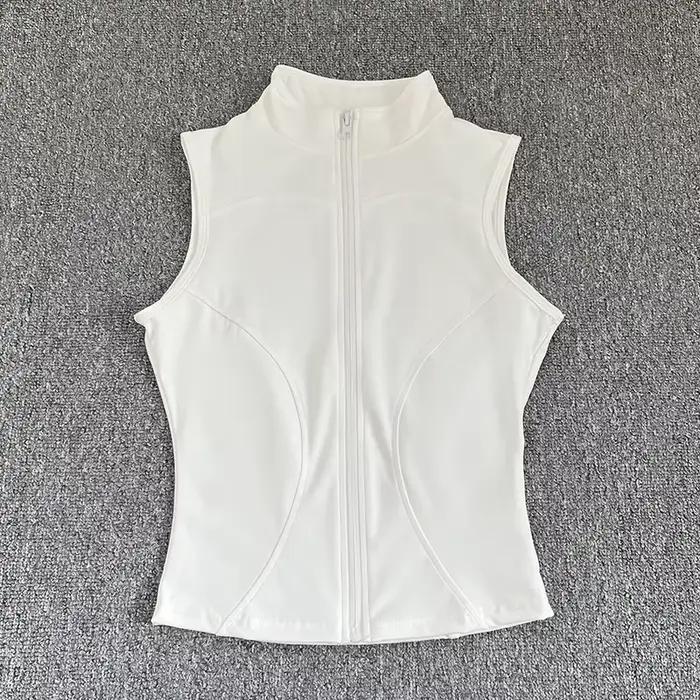 Haut de Sport sans manches pour femmes, coupe cintrée, séchage rapide, col montant élastique, vêteme