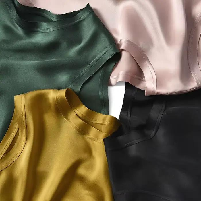 Été blusas élégantes chemise coréenne femmes mode Satin réservoir été bureau dame glace soie hauts
