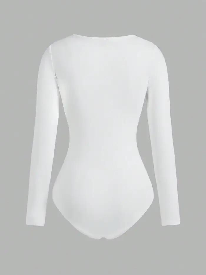 Body une pièce à manches longues pour femme, 3 pièces, col carré, entrejambe ouvert, Streetwear, vêt
