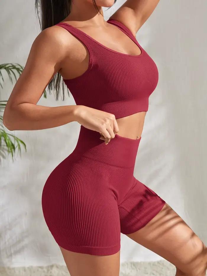 Ensembles de yoga 2 pièces sans couture pour femmes, costume de gymnastique, court, précieux short t