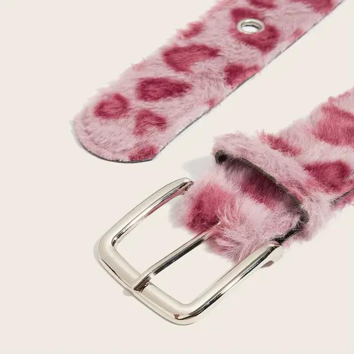 Ceinture en peluche rose pour femmes, tendance Y2k, accessoires pour jeans polyvalents, boucle ardil