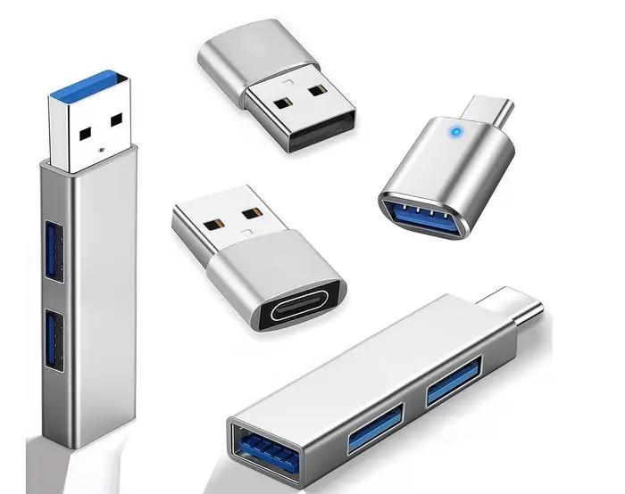 Lot de 5 adaptateurs USB et concentrateurs U-SB, adaptateur OTG (adaptateur USBC vers U-SB, adaptate