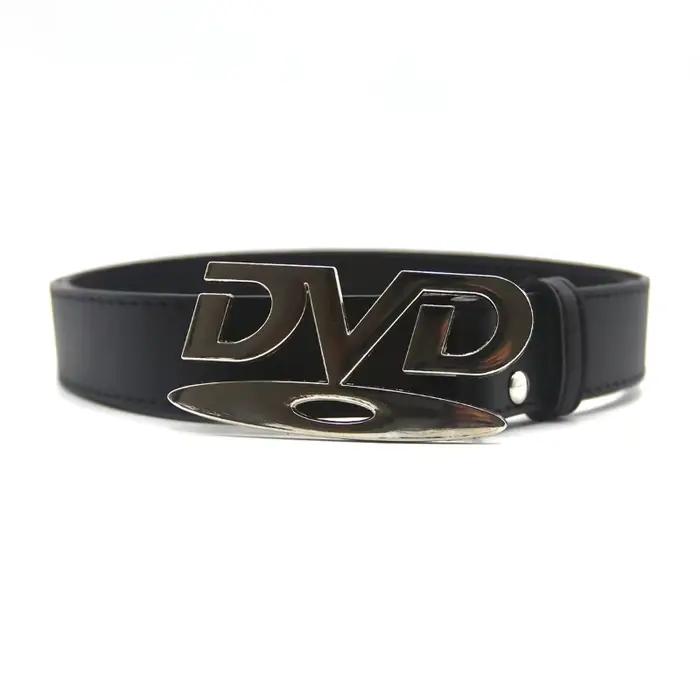 Ceinture unisexe à boucle DVD nostalgique, polyvalente, noire et blanche, décorative, pour hommes et