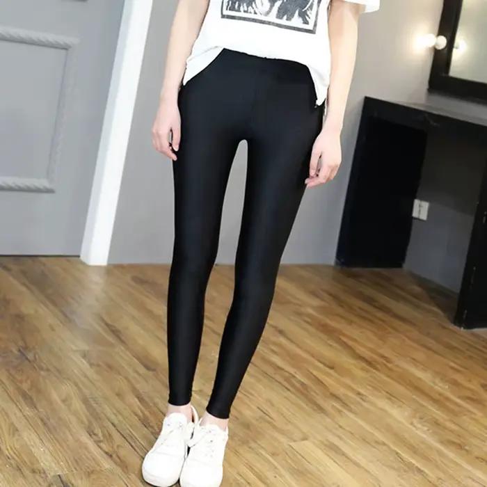 Femmes brillant noir Legging automne dames Push Up mince Leggings taille haute extensible doux grand