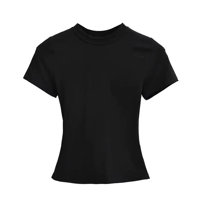 T-shirt Manches Courtes pour Femme, Décontracté, Sexy, Slim, Tendance, Solide, de Haute Qualité, Y2K