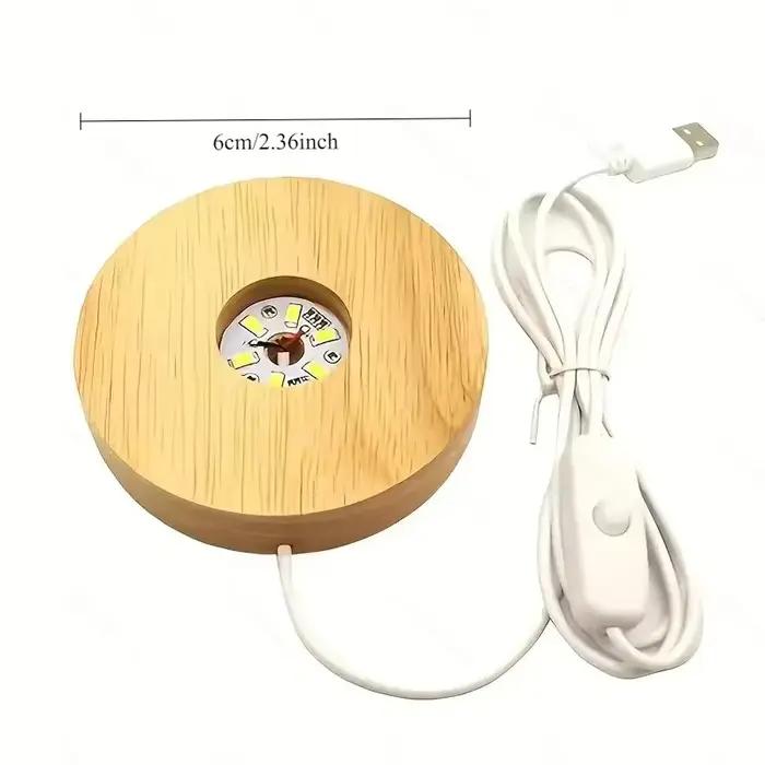 Lampes décoratives de bureau en bois, Base lumineuse, veilleuse Led en bois, présentoir Usb, support