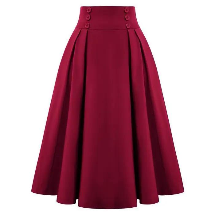 SISHION-Jupes mi-longues évasées élégantes pour femmes, jupe plissée vintage rétro des années 60, ta