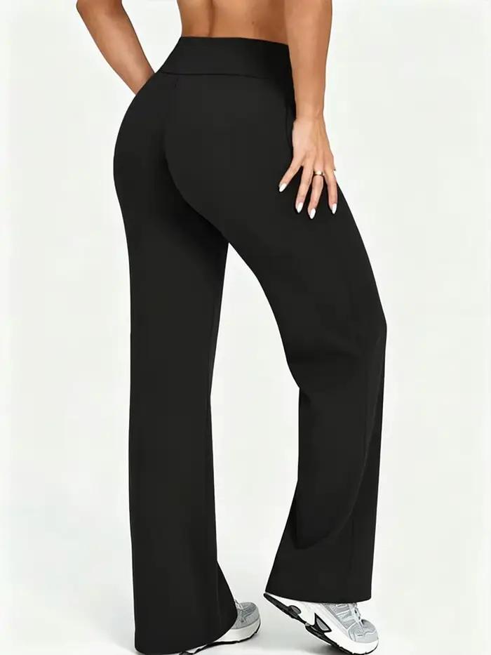 Pantalon de sport souple à jambe droite pour femme, taille mi-haute, pour yoga, fitness, entraînemen