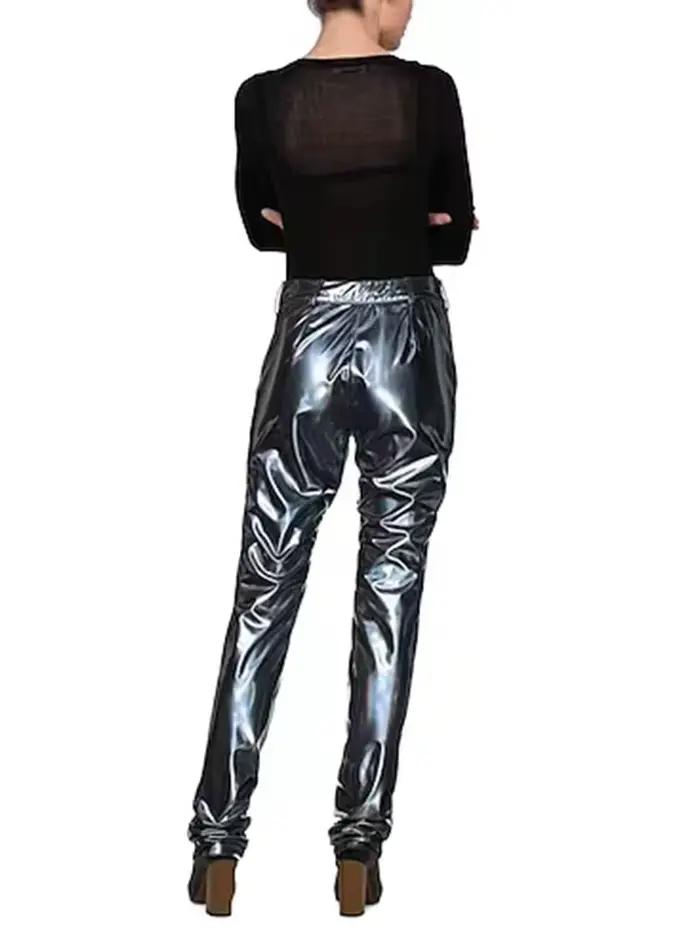 Pantalon gothique en cuir pour femme, taille haute, Slim FjWith Pocket, Ladies Pu commissionned Slim