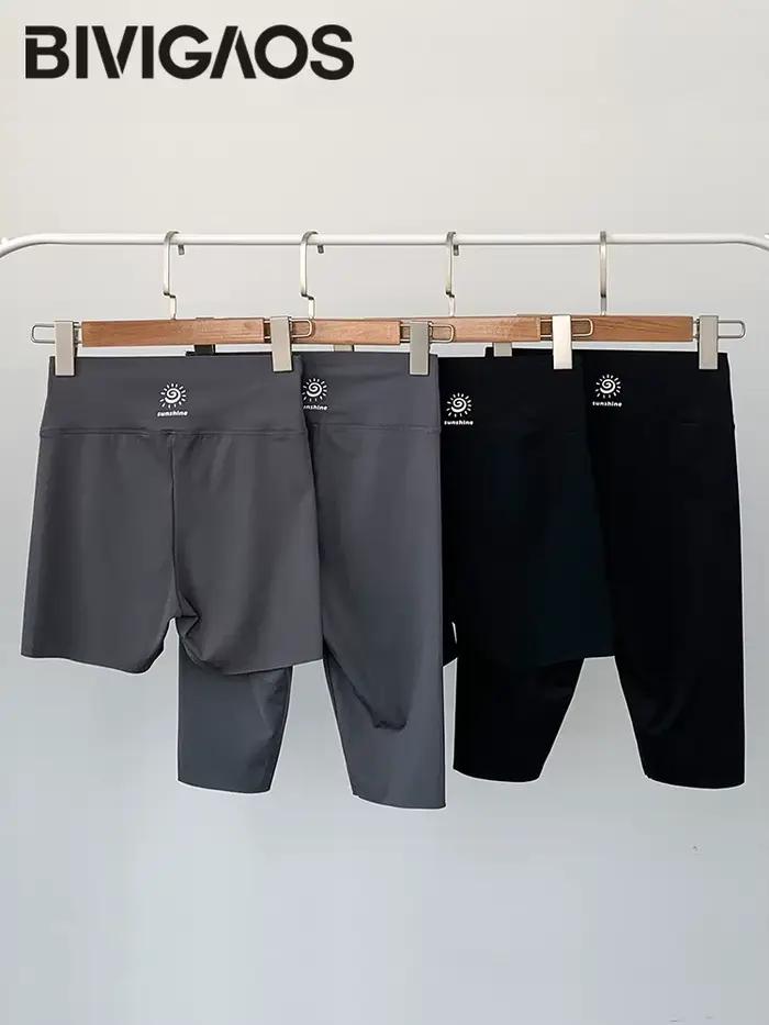 BIVIIncome OS-Short de cyclisme en peau de requin imprimé soleil mince pour femme, short de motard t