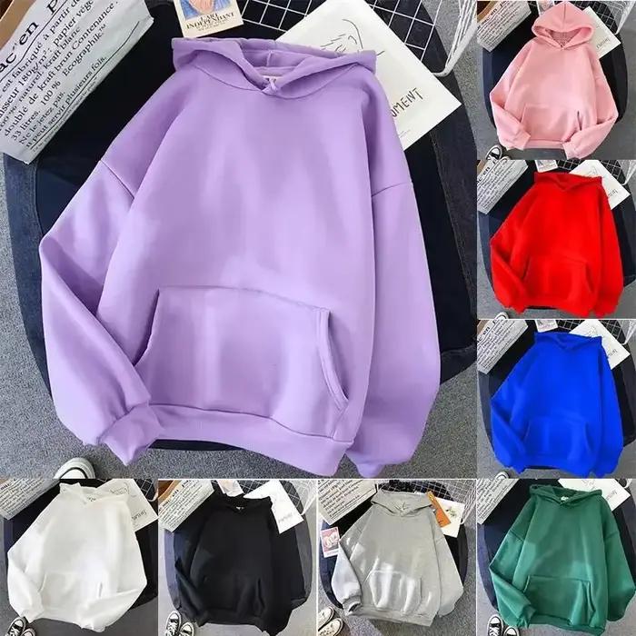 Sweat à capuche solide pour femmes, décontracté, confortable, extensible, poches amples, vêtements c