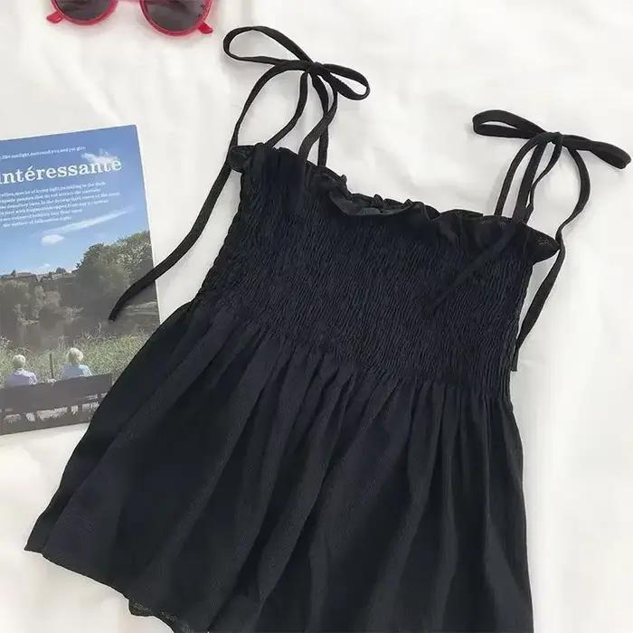 Débardeur Sexy avec nœud licou pour femme, haut court pliable, dos nu, décontracté, Bandage, sans ma