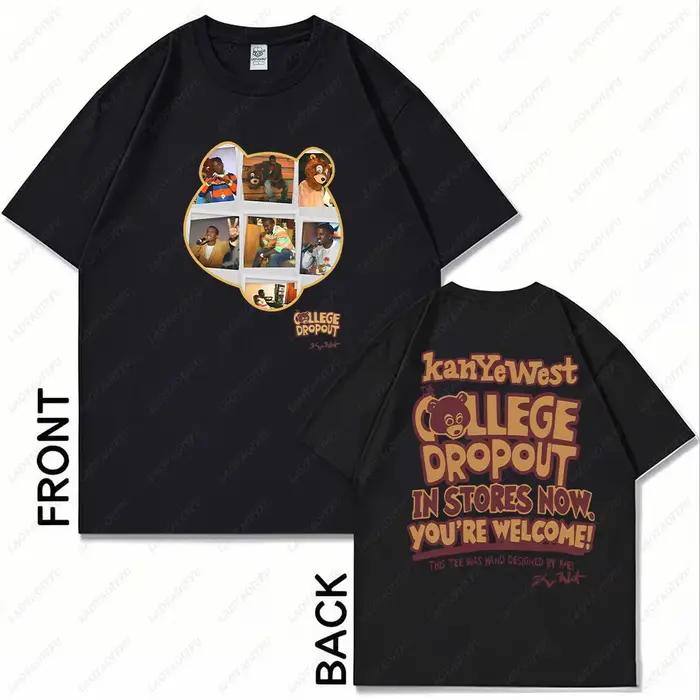 Kanye West meilleur célèbre le collège abandonné graphique t-shirt hommes femmes Hip Hop Rap Vintage