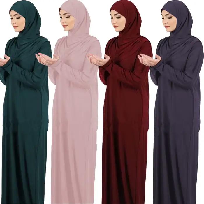 Vêtement de prière pour femmes Ramadan musulman Abaya caftan femmes Jilbab avec Hijab Abayat Islam R
