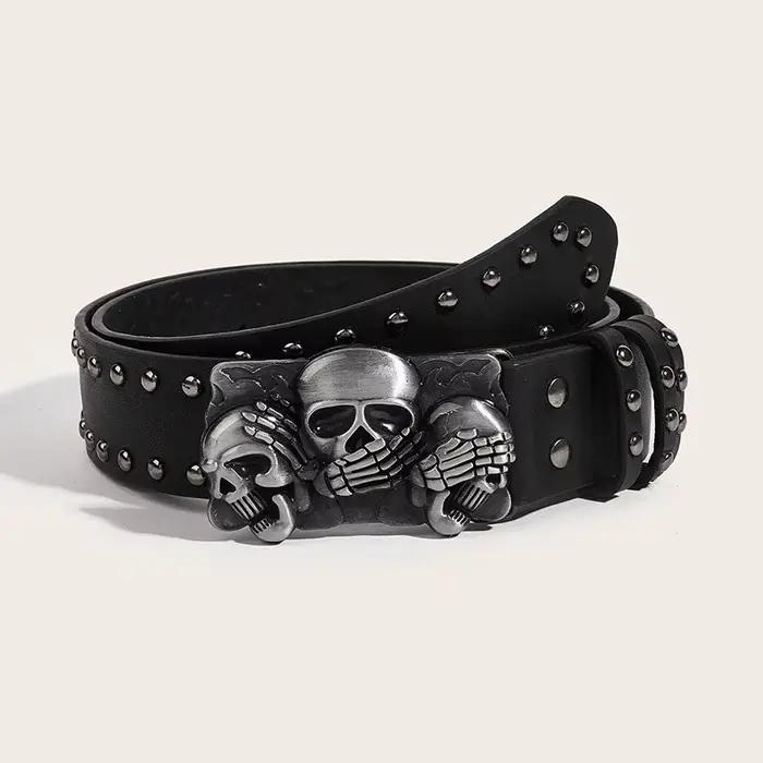 Nouvelles ceintures pour femmes de haute qualité marque de luxe Punk Goth Rivet noir jean unisexe ho