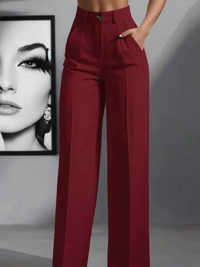 Pantalon de travail ample taille haute décontracté, couleur unie, mode printemps et automne transfro