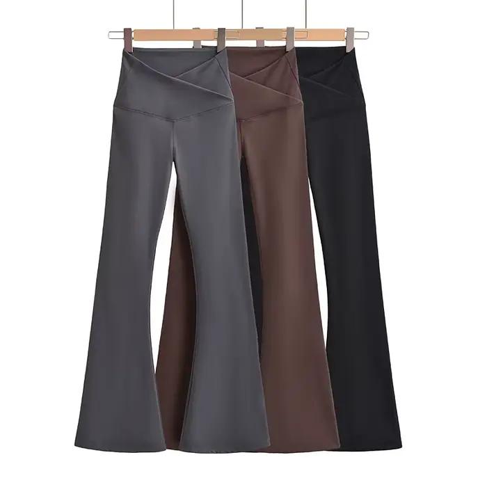 Legging évasé noir pour femme, pantalon de yoga, style streetwear décontracté, tenue résistante, aut