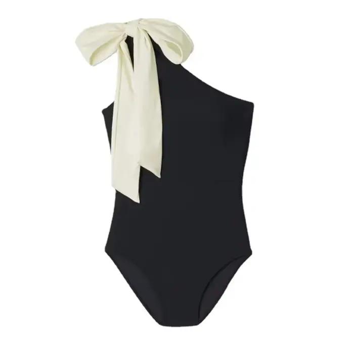 Été noir Sexy une pièce maillots de bain fermé femmes maillots de bain Push Up vêtements de natation