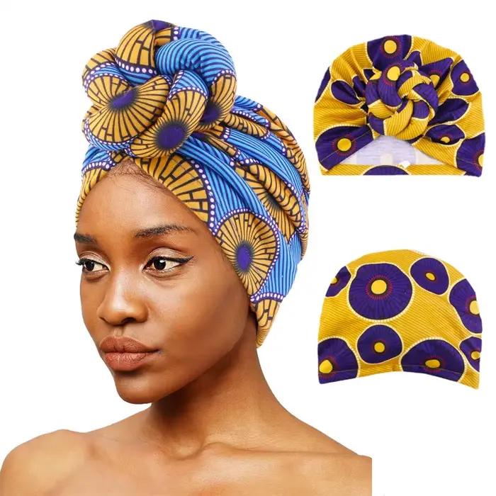 Chapeau Turban extensible à grande fleur pour femmes, imprimé africain, couvre-chef, couvre-chef de 
