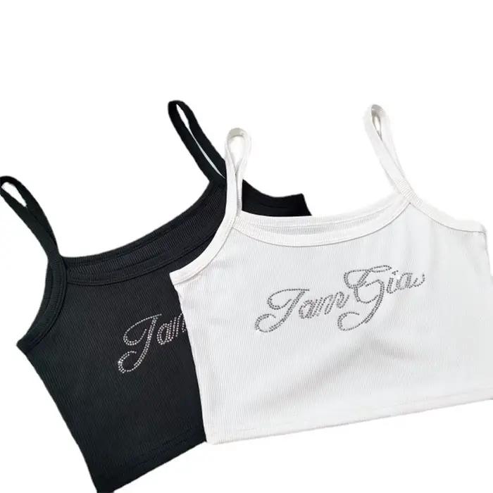 Camisole Rétro avec Lettres pour Femme, Haut Précieux, Y2K, Fibre Slim, Mode d'Été