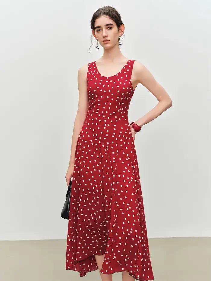 Robe nuisette diagonale rétro à pois en mousseline ZIQIAO pour femme, nouveau style été 2026, robe g
