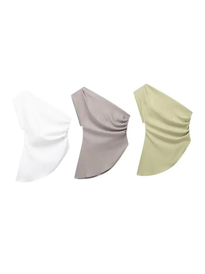 T-shirt asymétrique pour femmes, nouvelle tendance, fille épicée, tempérament de célébrité, épaules 