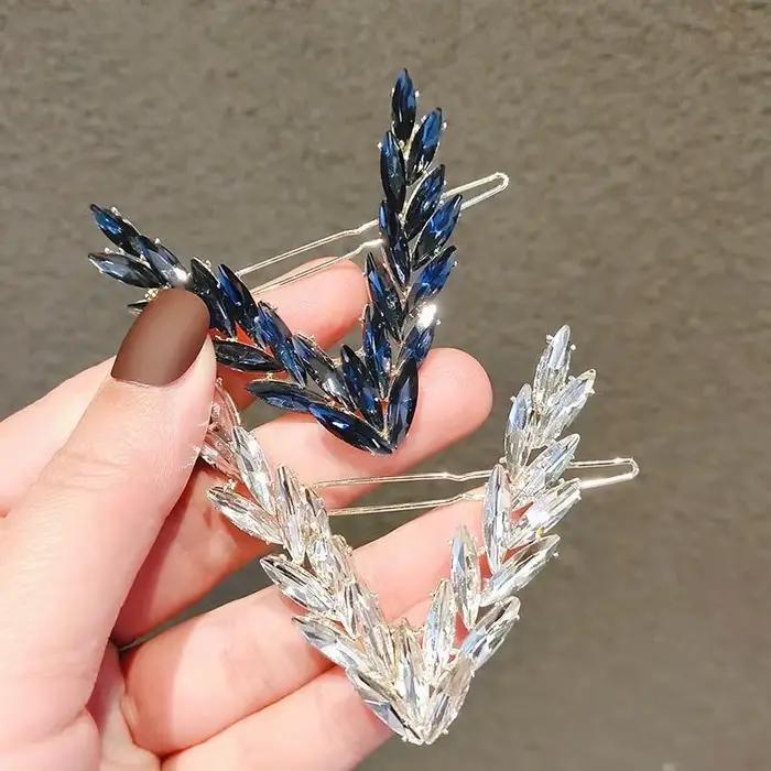 Pince à cheveux de luxe en cristal brillant pour femmes, épingles à cheveux coréennes en forme de V,