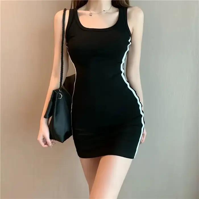 Robe fourreau décontractée pour femmes, bretelles Spaghetti, sans manches, Sexy, extensible, Slim, é