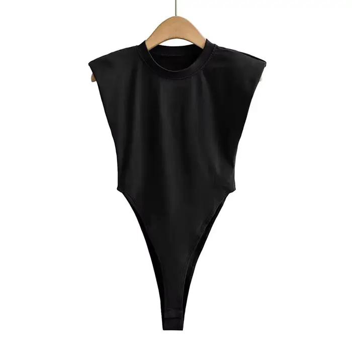 Hauts sexy pour femmes, combinaisons moulantes d'été, body à épaules rembourrées, body basique sans 