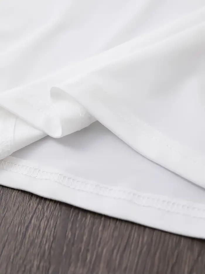 T-shirt d'été simple à manches courtes col rond, hauts confortables micro-extensibles pour l'école –